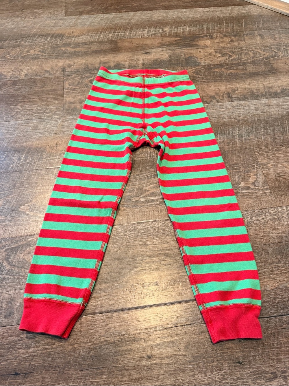 Hanna Andersson Kids Organic Cotton Red Green Striped PJ bottom Size 5